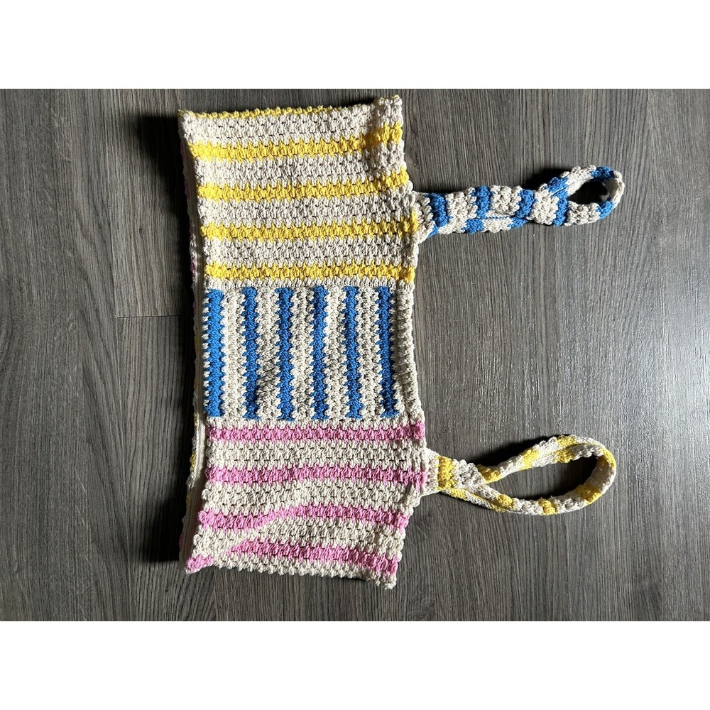 Zara Multi Color Crochet Striped Knit Crop Top Medium Tank 100% Cotton Summer - Picture 5 of 7